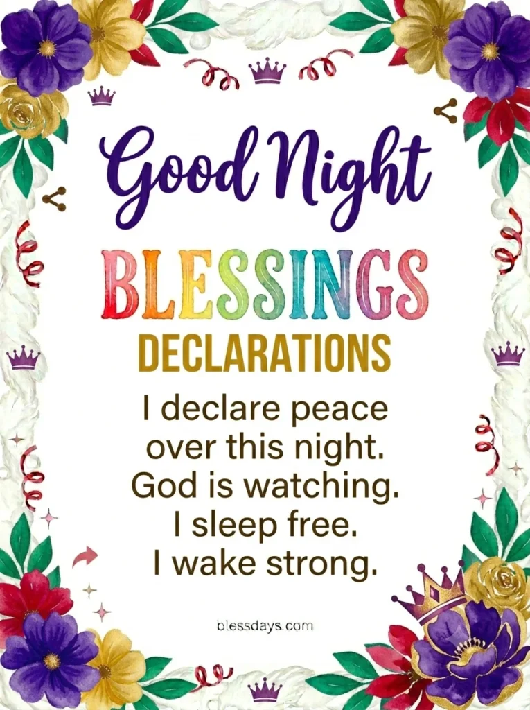 Good Night Blessings Declarations
