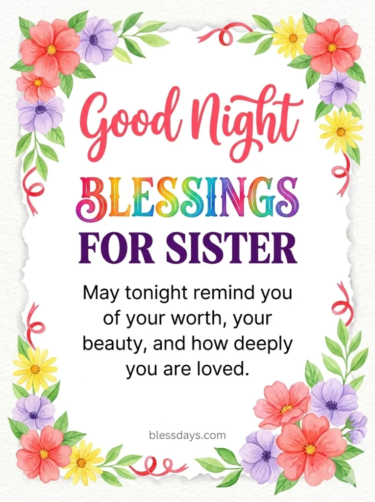 Good Night Blessings for Sister