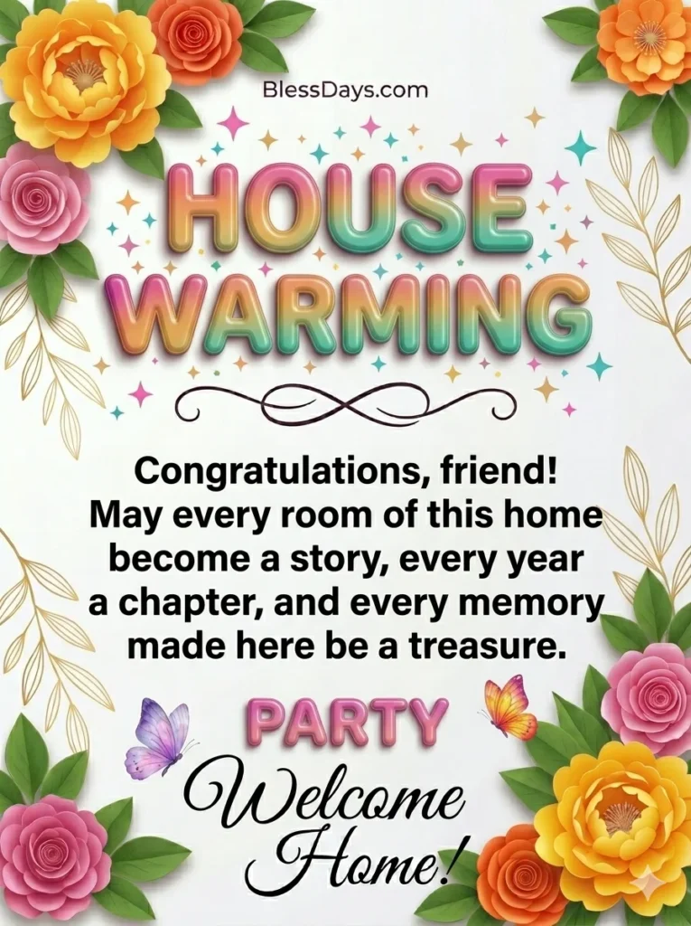 Housewarming Blessings and Messages for Friends